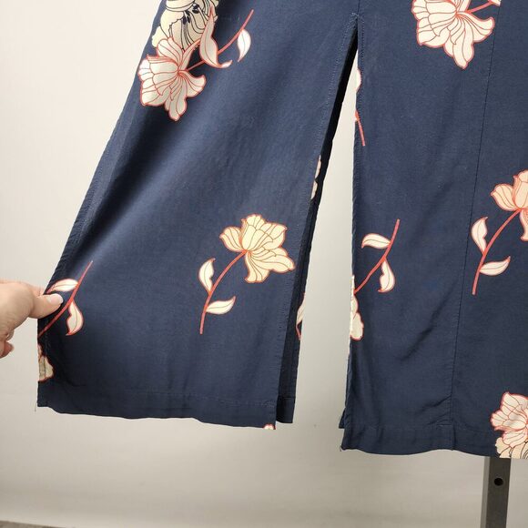 Pennintons Navy Blue Floral Midi Slit Skirt Size 18 - Picture 7 of 10